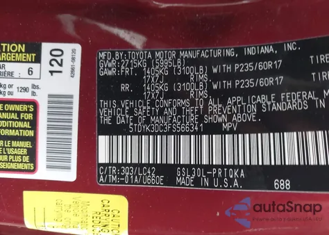 2015 Toyota Sienna Xle 8 Passenger z USA, uszkodzony, nr VIN 5TDYK3DC3FS566341